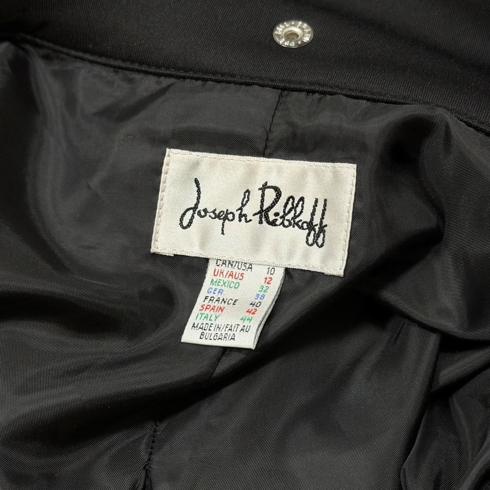 JOSEPH RIBKOFF Coat Jacket Dress Black Fit&Flare Puff Bubble Hem High Collar 10 - Picture 10 of 13